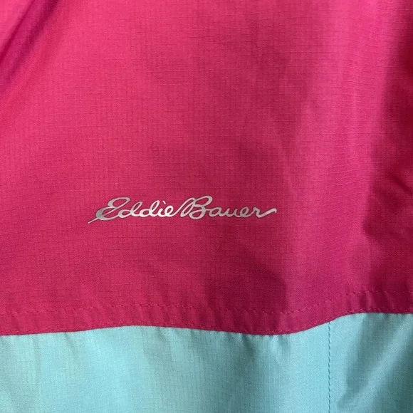 Eddie Bauer Kids Girls Windbreaker Jacket Pink Teal Hooded Large‎ L 14/16 - Picture 2 of 6